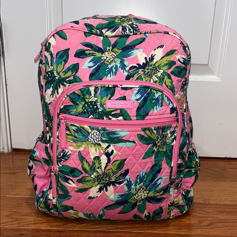 Vera Bradley Pink and Green Floral Backpack